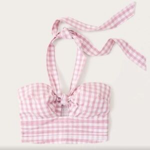 Abercrombie & Fitch Pink Gingham Crop Top